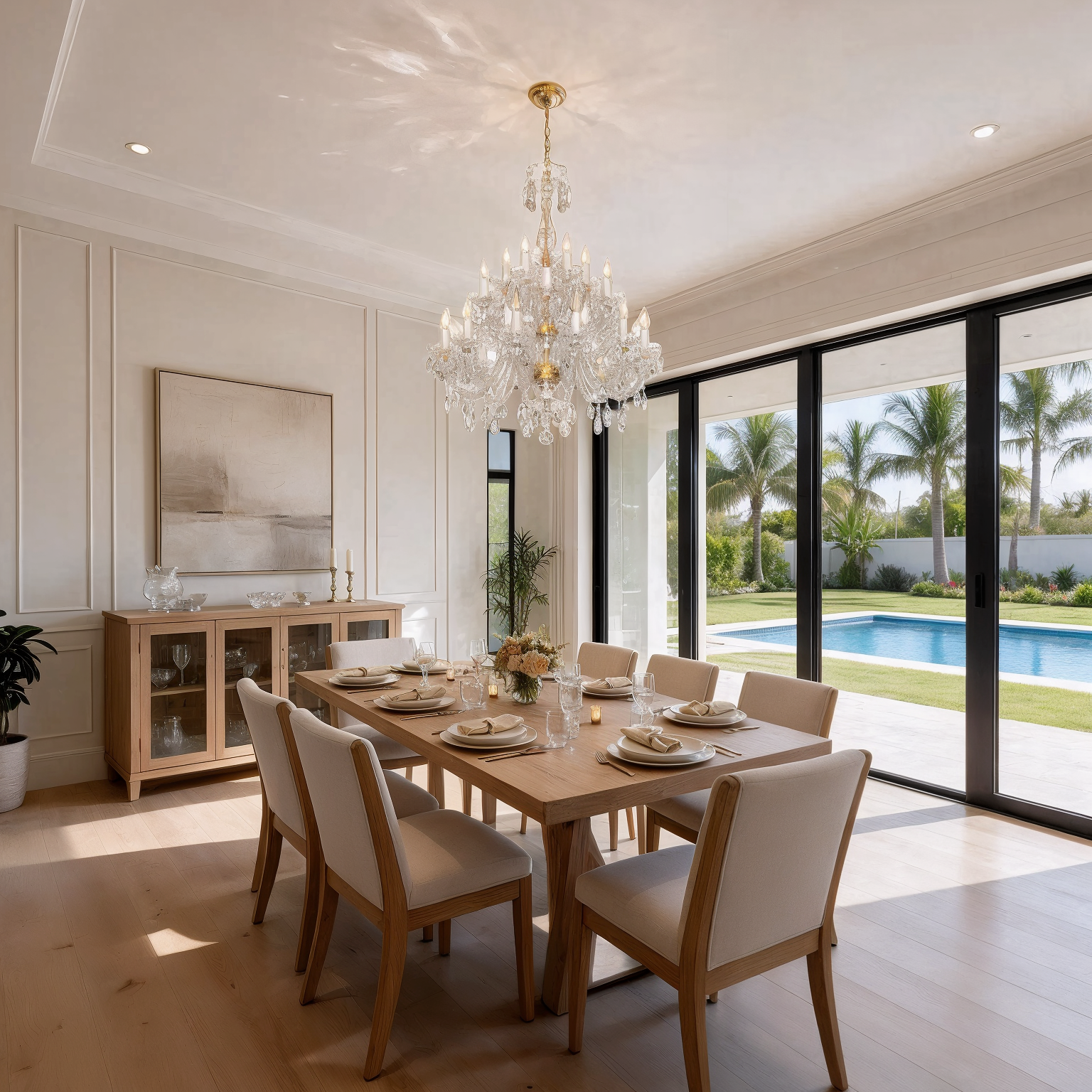 Gold 24-Arm Chandelier Classic Crystal Lighting Fixture L620/24/19 BA shown in a contemporary interior