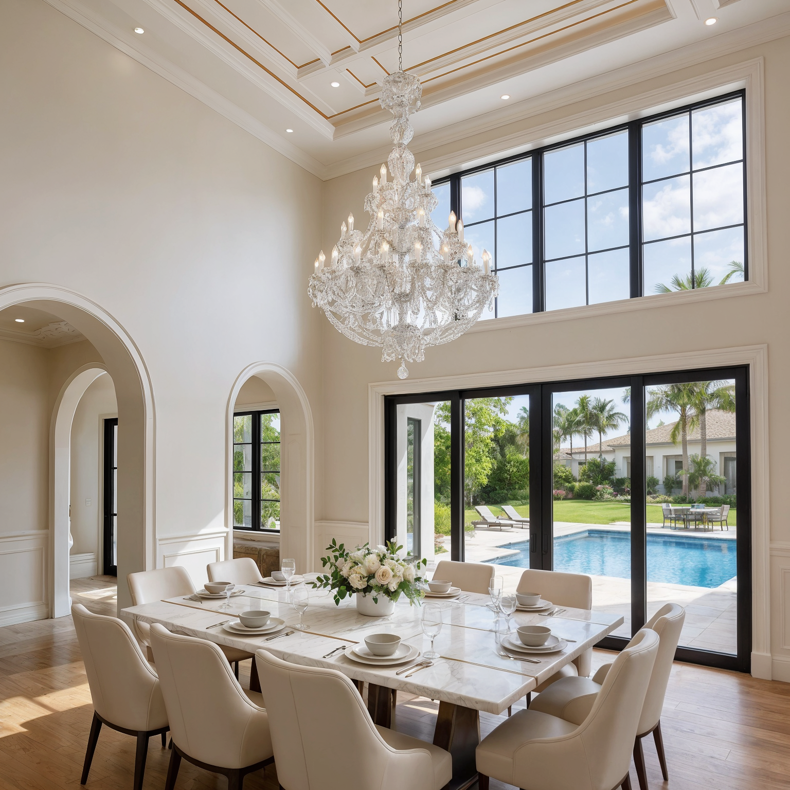 Crystal 35-Arm Classic Chandelier Lighting Fixture L620/35/19 BA N shown in a contemporary interior